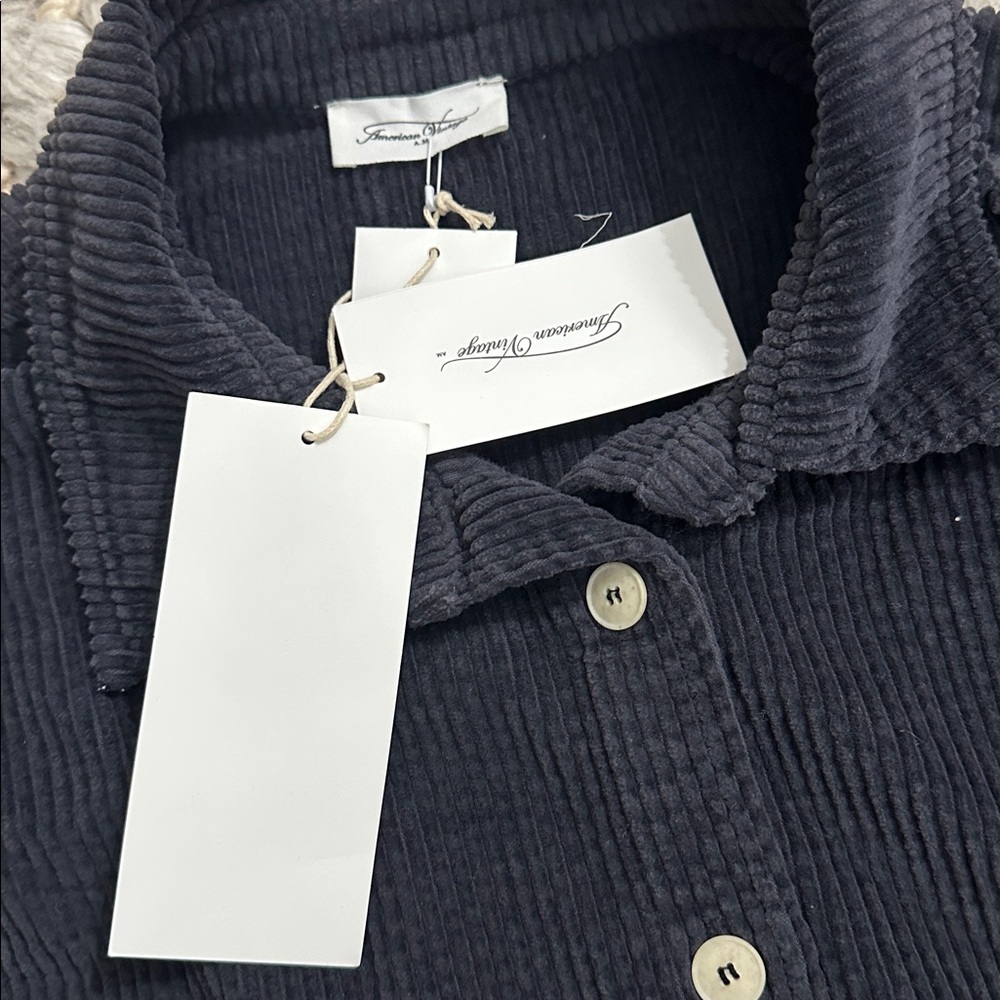 NWT American Vintage Women’s Shirt Padow‎ button down Corderoy Carbon Vintage - Picture 5 of 6